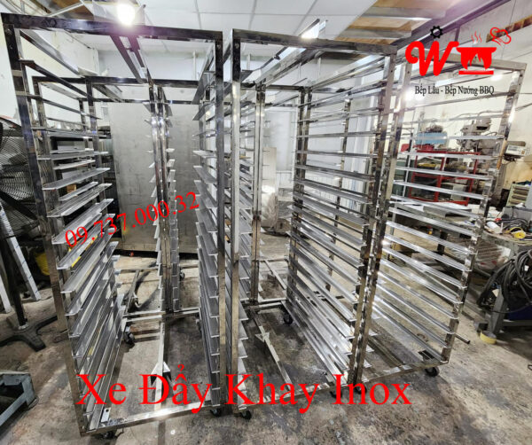 Xe để khay Cơm, Xe đẩy khay Cơm Inox 304 - Ảnh 21