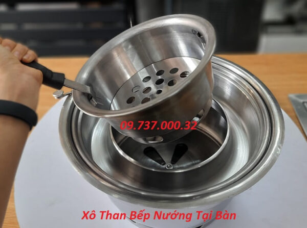 Âu than bếp nướng âm bàn, bát đựng than bếp nướng hút dương, hút âm - Ảnh 7