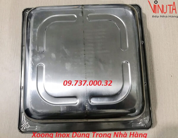 Nồi lẩu vuông 2 ngăn, nồi inox nấu lẩu bếp điện từ, bếp ga dùng nhà hàng - Ảnh 7