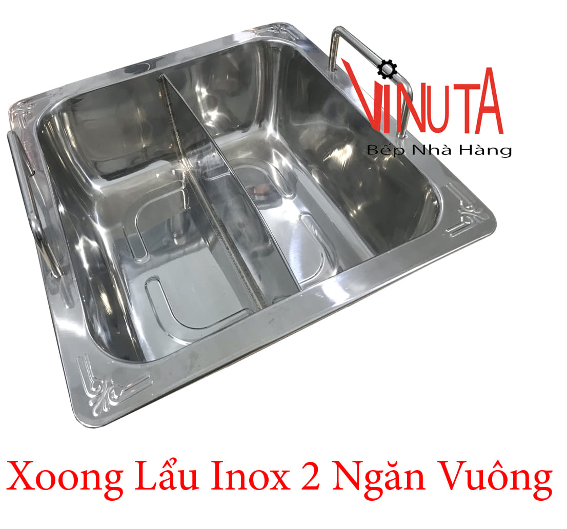 xoong lẩu inox 2 ngăn vuông