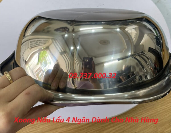 Nồi lẩu tròn 4 ngăn, nồi inox 4 vị dành cho nhà hàng, nồi dùng bếp từ, ga - Ảnh 7