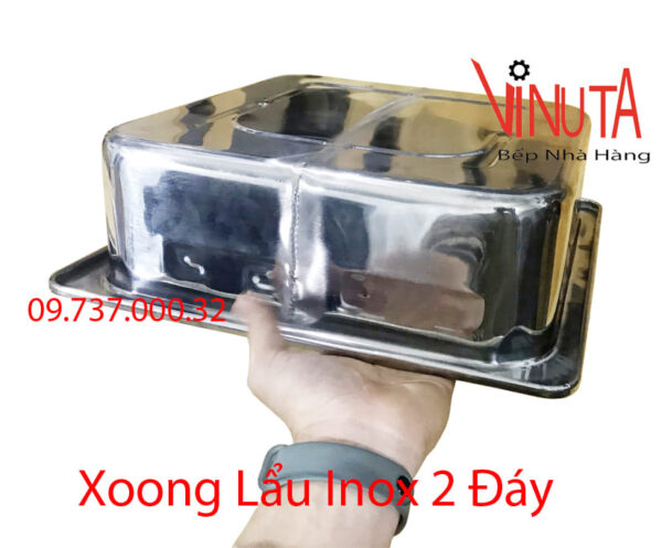 nồi inox ăn lẩu 2 ngăn | xoong nấu lẩu vuông 2 đáy từ, nồi ăn lẩu bếp từ giá rẻ - Ảnh 15