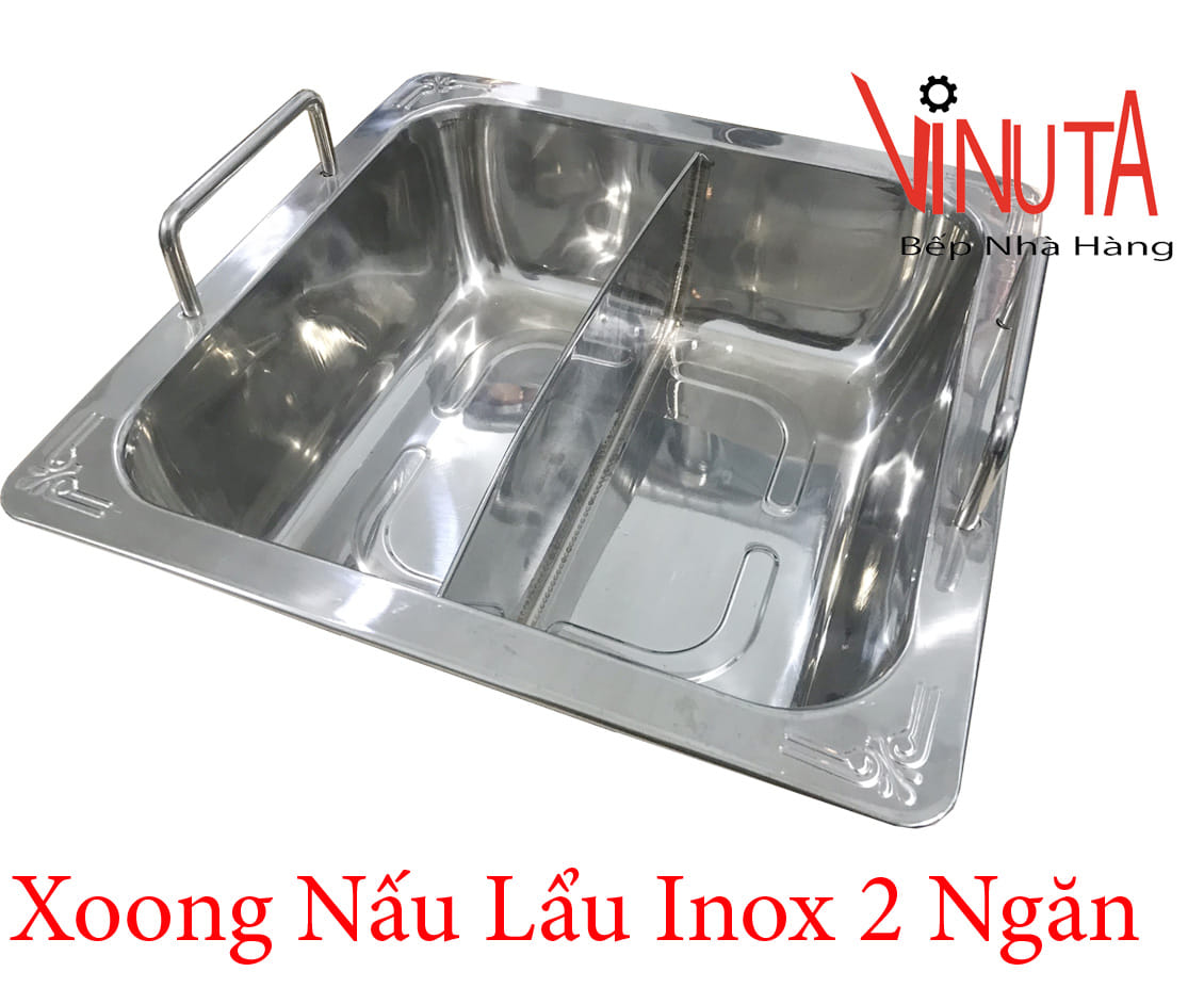 xoong nấu lẩu inox 2 ngăn