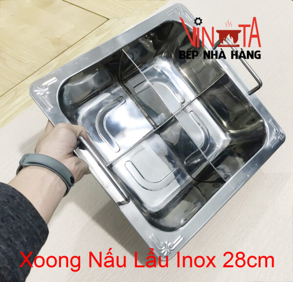 Nồi Lẩu Inox 4 Ngăn (Đáy), Xoong nấu lẩu 4 đáy từ, nồi lẩu bếp từ 28cm - Ảnh 11