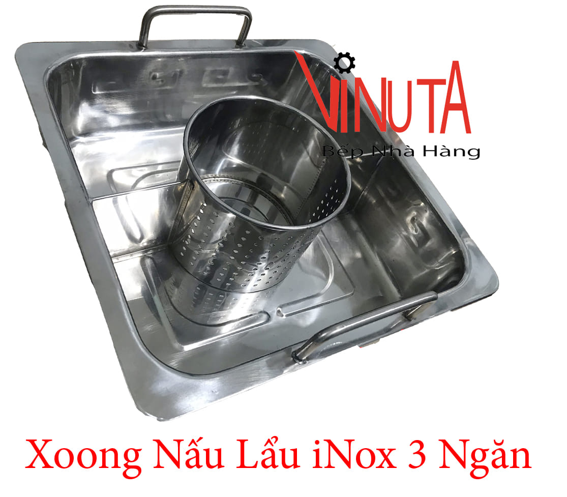 xoong nấu lẩu inox 3 ngăn