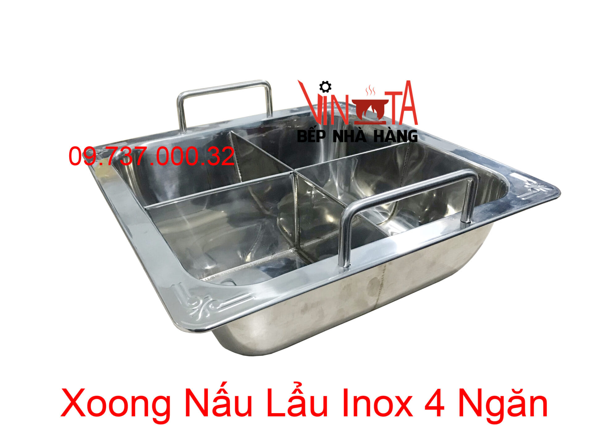 xoong nấu lẩu inox 4 ngăn