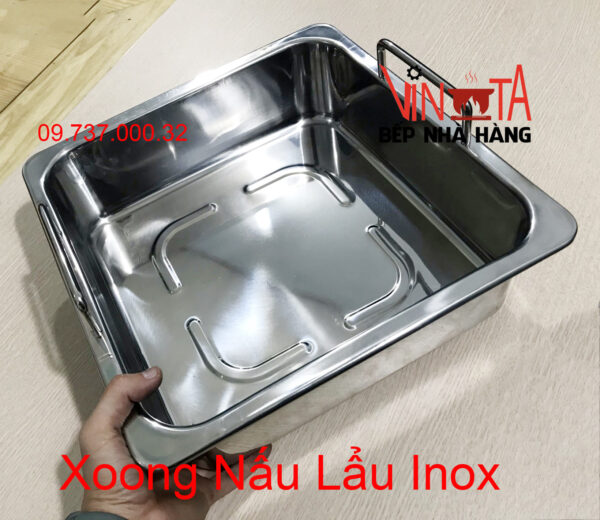 nồi lẩu inox 1 đáy | xoong nấu lẩu vuông 1 ngăn đáy từ, nồi ăn lẩu bếp từ giá rẻ - Ảnh 13