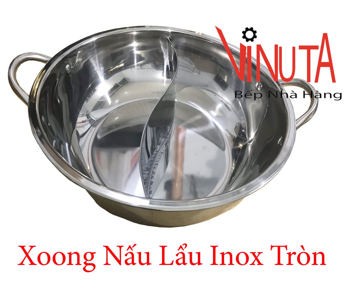 xoong nấu lẩu inox tròn 2 ngăn
