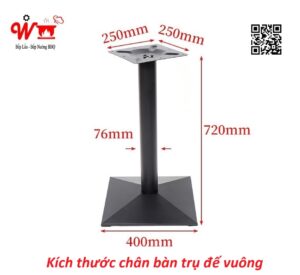 kích thước chân bàn trụ đế vuông