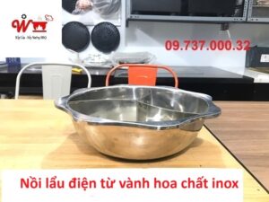 nồi ăn lẩu điện từ vành hoa chất inox