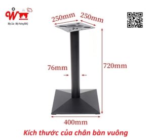 kích thước chân bàn hình dạng vuông