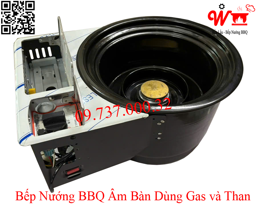 Bếp nướng BBQ âm bàn dùng Gas và Than