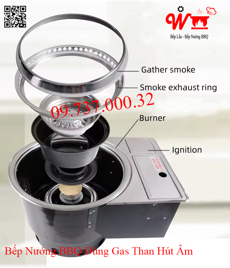 Bếp nướng BBQ dùng Gas than hút âm