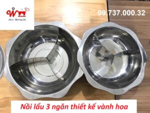 nồi lẩu 3 ngăn thiết kế vành hoa