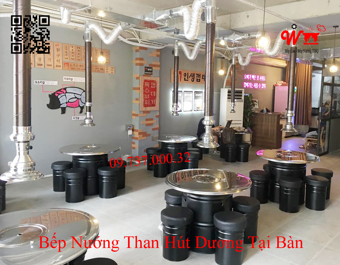 Bếp nướng than hút dương tại bàn