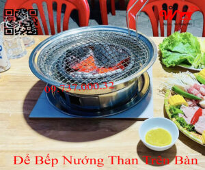 Để bếp nướng than trên bàn