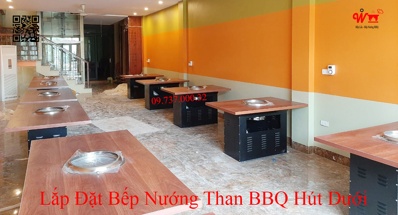 lắp đặt bếp nướng than BBQ hút dưới